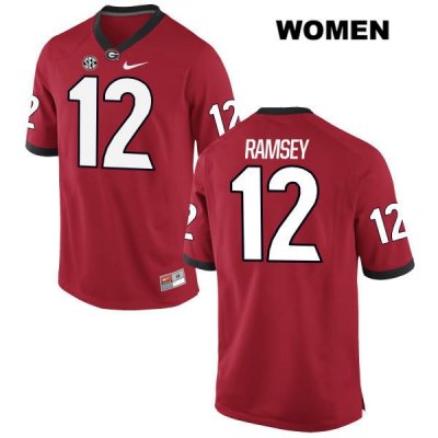 Women's Georgia Bulldogs NCAA #12 Brice Ramsey Nike Stitched Red Authentic College Football Jersey PHD4854JI